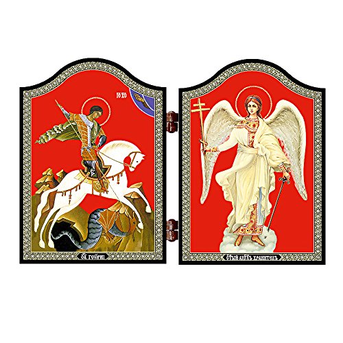 NKlaus 1429 Icono de San Jorge y Ángel de la Guarda Georgij Pobedonosec i Angel Hranitel'